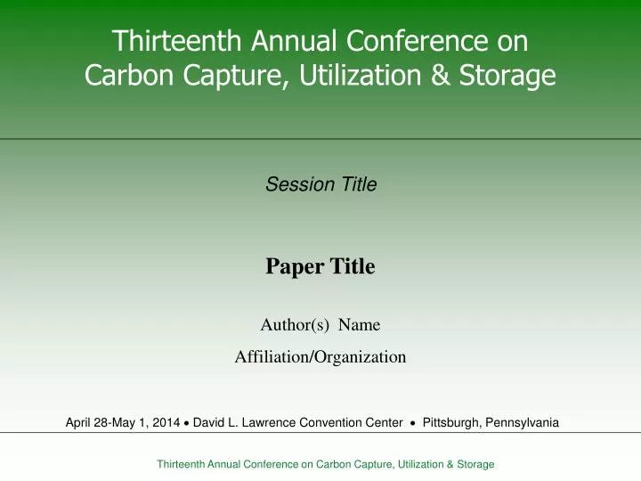 thirteenth annual conference on carbon capture utilization storage