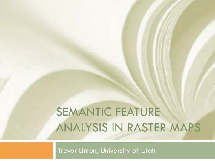 semantic feature analysis in raster maps