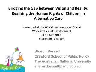 Sharon Bessell Crawford School of Public Policy The Australian National University