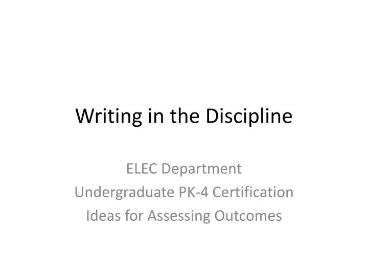 writing in the discipline