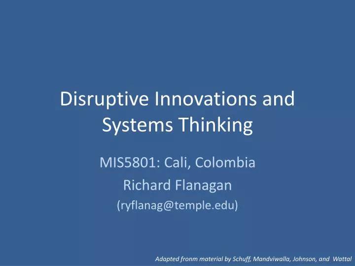 disruptive innovations and systems thinking