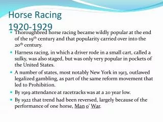Horse Racing 1920-1929