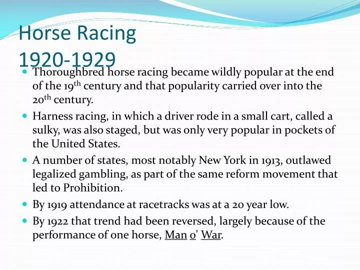horse racing 1920 1929