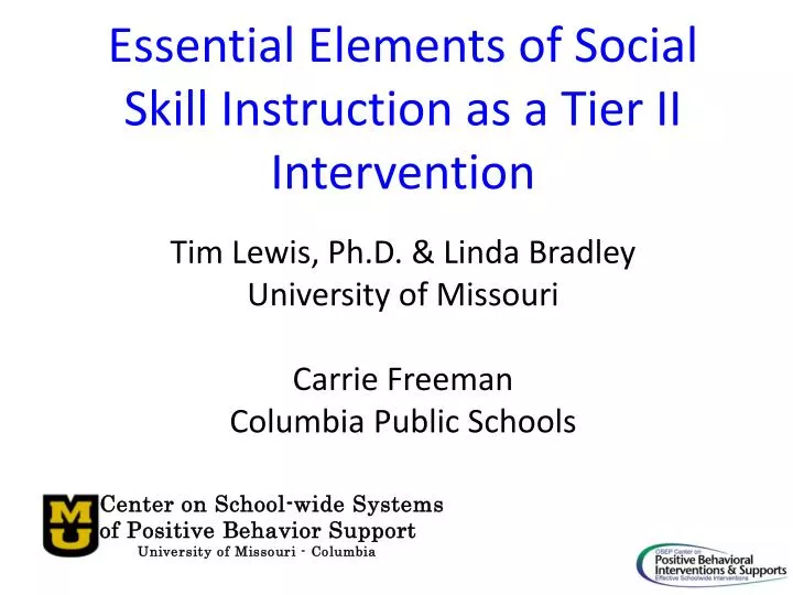 essential elements of social skill instruction as a tier ii intervention