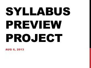Syllabus Preview Project