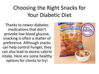 Choosing the Right Snacks for Your Diabetic Diet