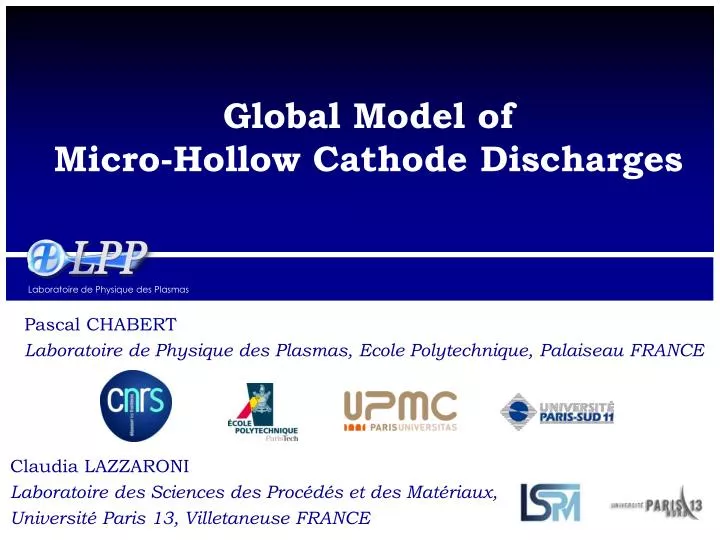 global model of micro hollow cathode discharges