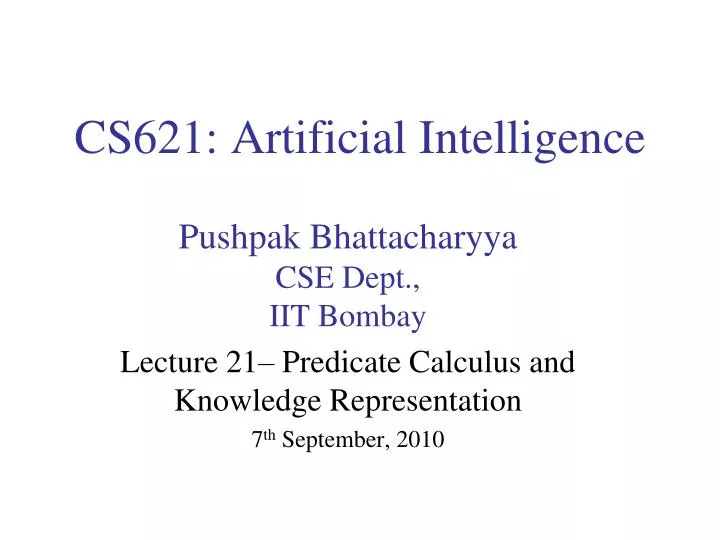 cs621 artificial intelligence