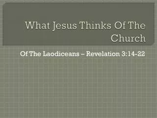 what jesus thinks of the church