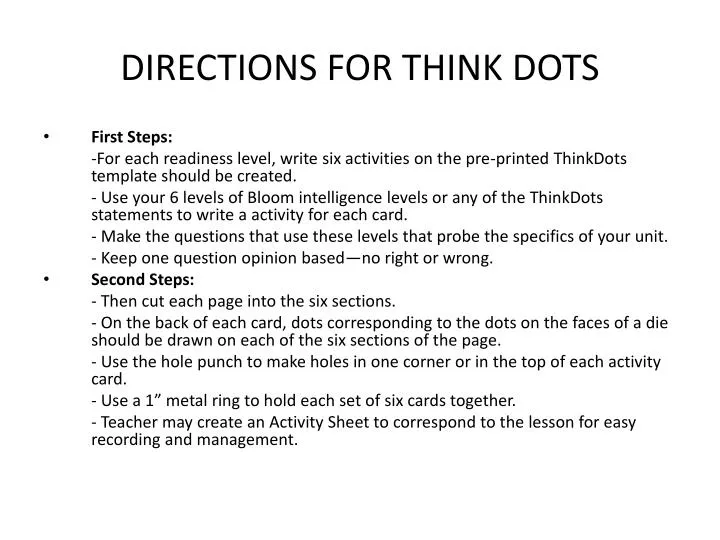 directions for think dots
