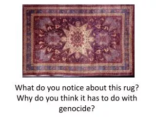 What do you notice about this rug? Why do you think it has to do with genocide?