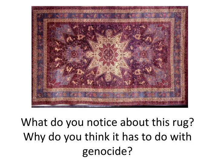 what do you notice about this rug why do you think it has to do with genocide