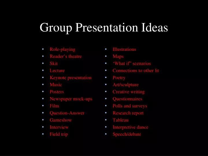 group presentation ideas
