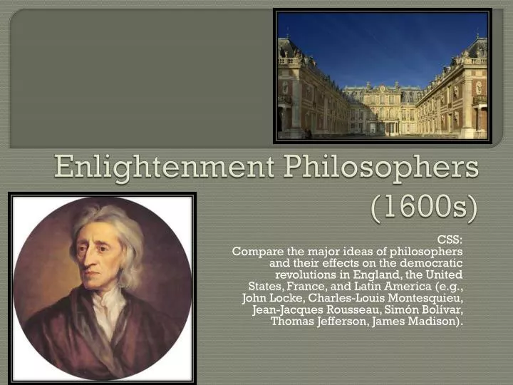 enlightenment philosophers 1600s