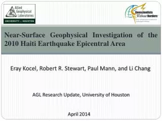 Near-Surface Geophysical Investigation of the 2010 Haiti Earthquake Epicentral Area