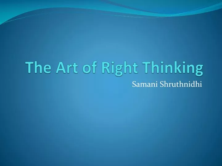 the art of right thinking