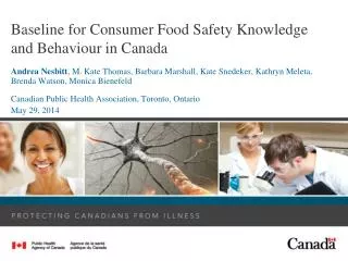 Baseline for Consumer Food Safety Knowledge and Behaviour in Canada