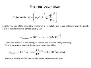 The rms beam size