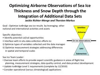Goal : Optimize IceBridge sea ice results by leveraging other