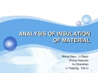 ANALYSIS OF INSULATION OF MATERIAL