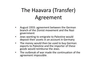 The Haavara (Transfer) Agreement