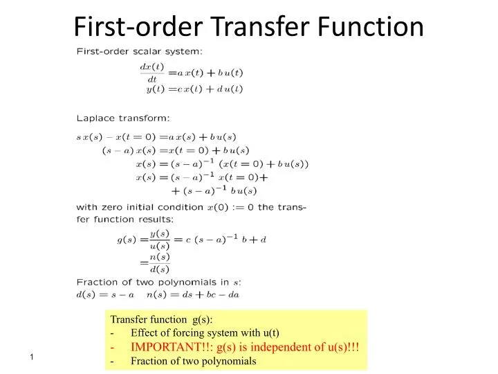 first order transfer function