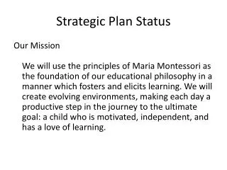 Strategic Plan Status
