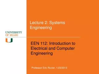 Lecture 2: Systems Engineering