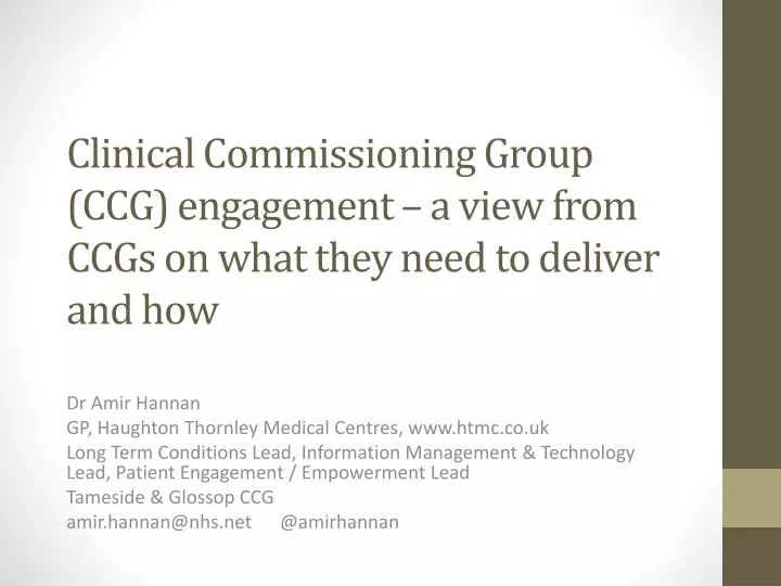 clinical commissioning group ccg engagement a view from ccgs on what they need to deliver and how