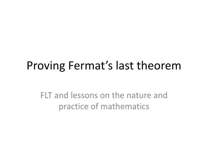 proving fermat s last theorem