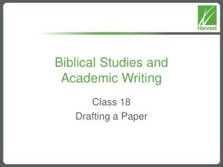 Biblical Studies and Academic Writing