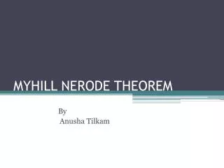 MYHILL NERODE THEOREM