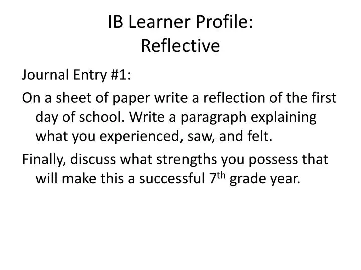 ib learner profile reflective