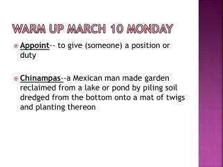 Warm Up March 10 Monday