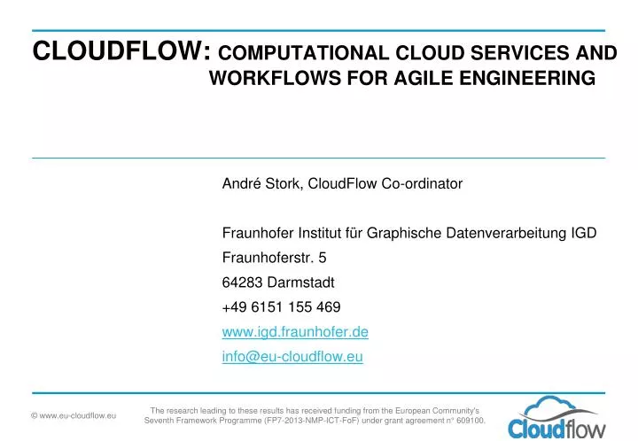 cloudflow computational cloud services and workflows for agile engineering