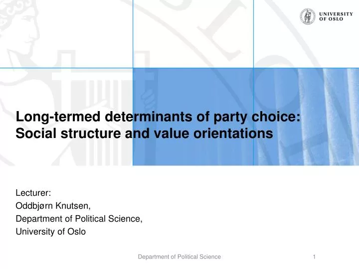 long termed determinants of party choice social structure and value orientations