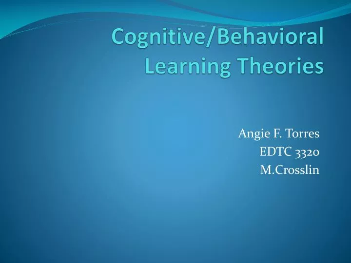 cognitive behavioral learning theories