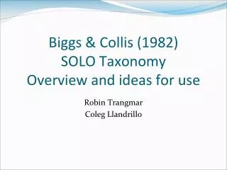 Biggs &amp; Collis (1982) SOLO Taxonomy Overview and ideas for use