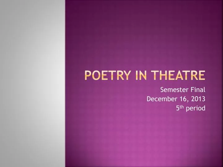 poetry in theatre