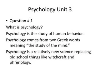 Psychology Unit 3
