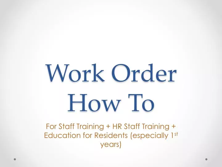 work order how to