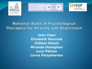 National Audit of Psychological Therapies for Anxiety and Depression