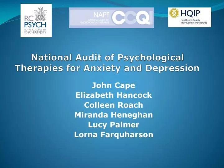 national audit of psychological therapies for anxiety and depression