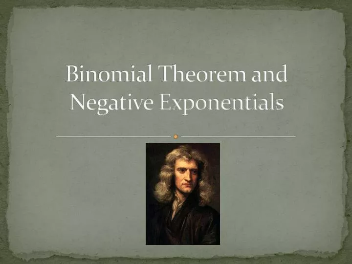 binomial theorem and negative exponentials