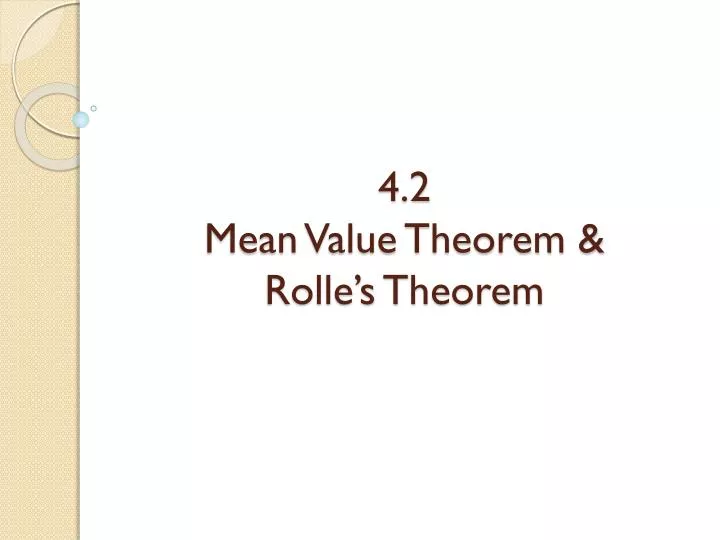 4 2 mean value theorem rolle s theorem