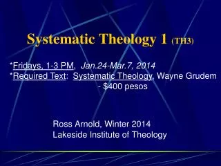 Systematic Theology 1 (TH3)