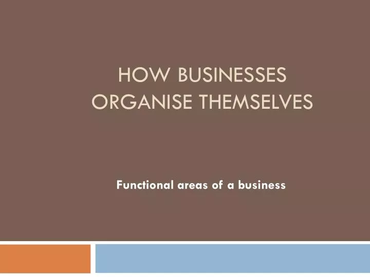how businesses organise themselves