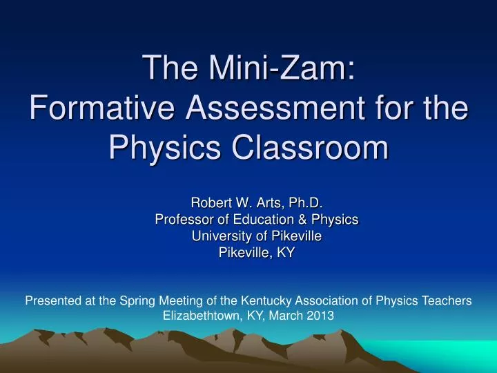 the mini zam formative assessment for the physics classroom