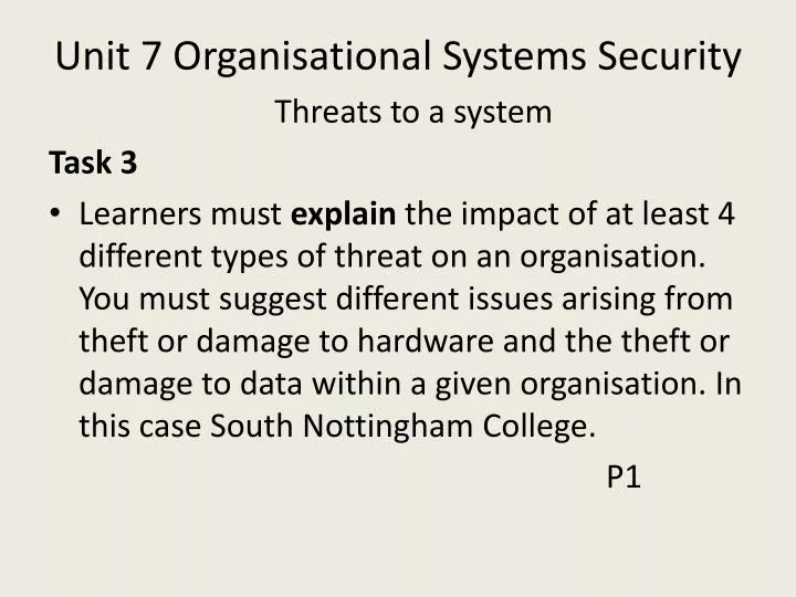 unit 7 organisational systems security