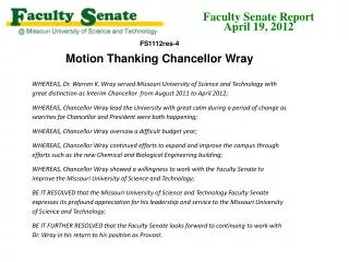 Motion Thanking Chancellor Wray